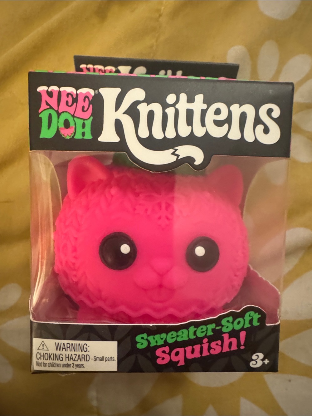 Nee doh Knittens Sweater-Soft Squish Pink Cat Toy